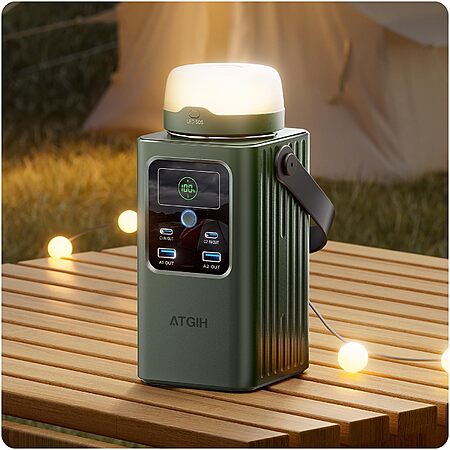 ATGIH 100W Portable Power Station (198.4Wh/62000mAh) w/ LiFePO4 Battery & Detachable Light (Green) $64.99 + Free Shipping