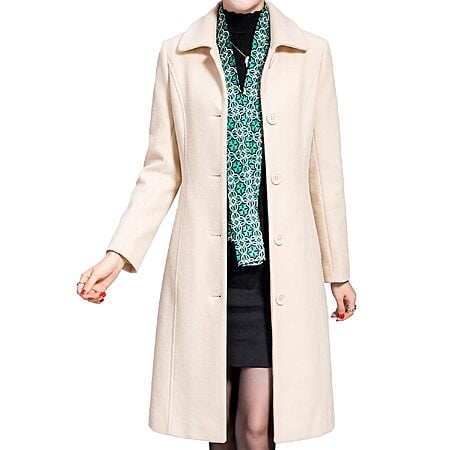 Jenkoon Women's Long Faux Wool Pea Coat w/ Button Closure & Pockets (XS-XL, Various Colors) $28.79 + Free Shipping