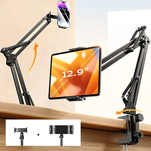 LISEN Dual-Clamp Desk Mount for 4" to 13" Tablets & Phones