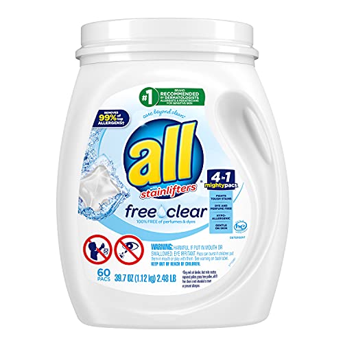 60-Count All Mighty Pacs Laundry Detergent w/ Stainlifters (Free Clear for Sensitive Skin) $8.07 w/ Coupon and S&S + Free S&H w/ Prime or $25+