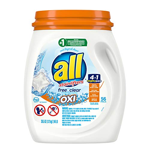 56-Count All Mighty Pacs Laundry Detergent w/ Oxy Stainlifters and Whiteners (Free Clear) $7.79 w/ Coupon and S&S + Free S&H w/ Prime or $25+