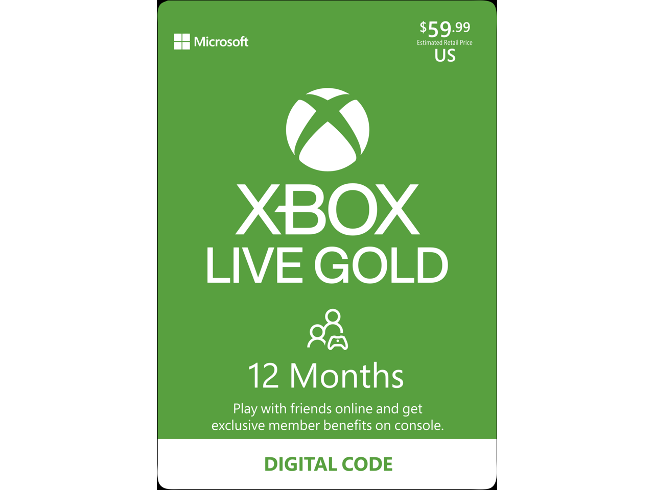 12 Month Xbox Gold Live Membership (Digital Code) $49.49