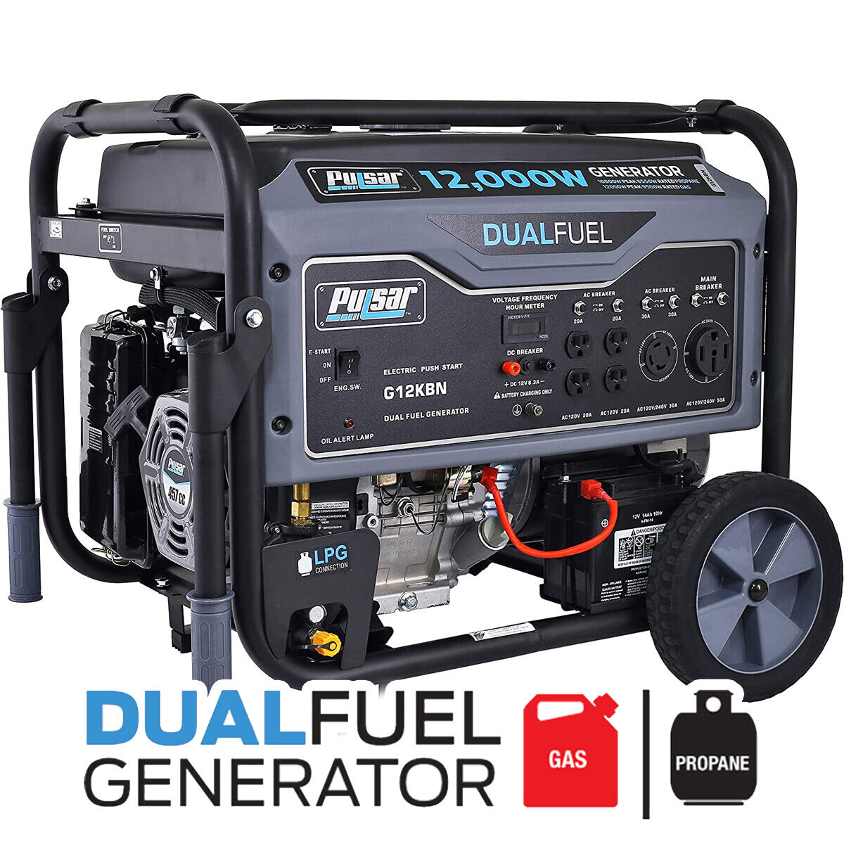 12,000W Pulsar Dual Fuel Portable Generator w/ Electric Start $800 + Free Shipping