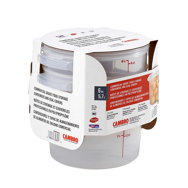 Sam's Club Members 2Pack Cambro 6Quart Round FoodStorage Containers
