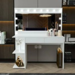56&quot; x 47&quot; Ember Interiors: Emery Modern Painted Vanity Table W/ LED Lights (White) $158 + Free Shipping