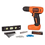 8V BLACK+DECKER MAX Cordless Drill + 43-Piece Home Decor Project Kit $28 + Free Shipping w/ Prime or on $35+
