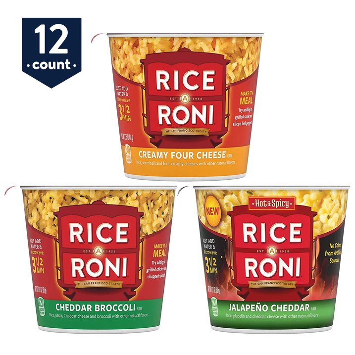 12-Count 2.25-Oz Cups Rice-A-Roni 3 Flavor Cheesy Variety Pack $9.50 + Free Shipping w/ Walmart+ or $35+