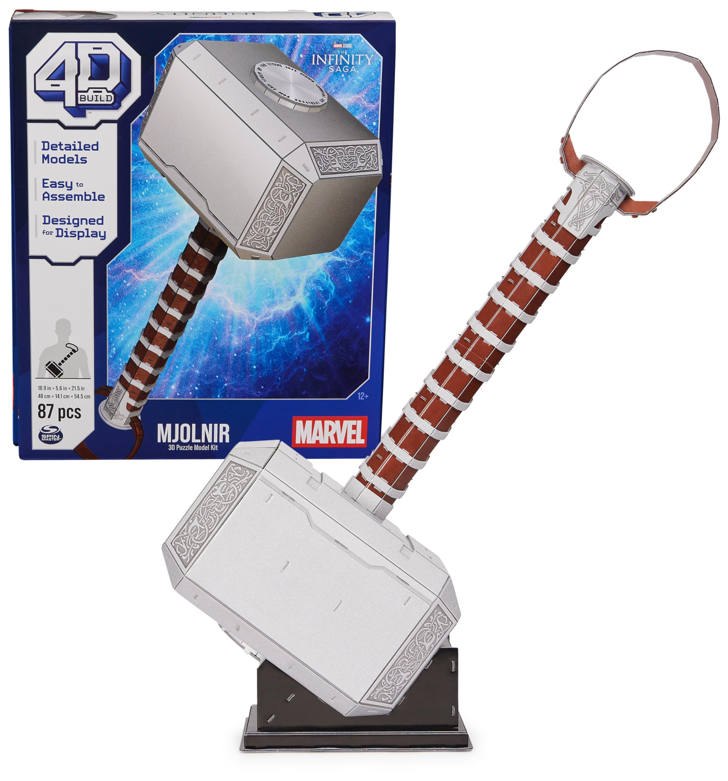 87-Piece 4D Build Marvel Mjolnir Thor Hammer 3D Puzzle Model Kit w/ Stand $5.88 + Free Shipping w/ Prime or on $35+