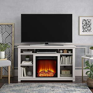 Ivory fireplace store tv stand