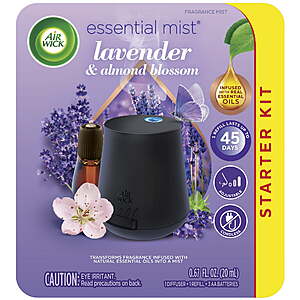 Air Wick Essential Mist Starter Kit: Diffuser + Refill (Lavender and Almond Blossom) + $  6 Walmart Cash $  11 & More + Free Shipping w/ Walmart + or on $  35+ $  5