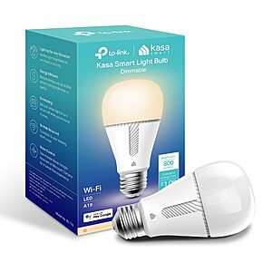 Kasa LED Wi-Fi Soft White Dimmable Smart Light Bulb From $7.37 + Free Shipping w/ Prime or on $35+