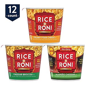 12-Count 2.25-Oz Cups Rice-A-Roni 3 Flavor Cheesy Variety Pack $  9.50 + Free Shipping w/ Walmart+ or $  35+
