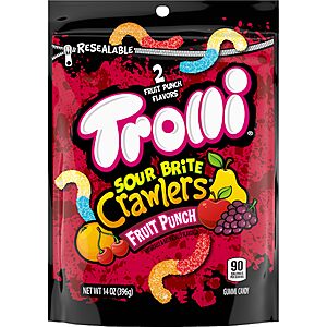 14-Oz Trolli Sour Brite Crawlers Candy Sour Gummy Worms (Fruit Punch) $2.23