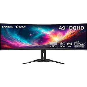 49" Gigabyte AORUS CO49DQ 5120x1440 144Hz 0.03ms FreeSync Curved OLED Monitor $  1000 + Free Shipping