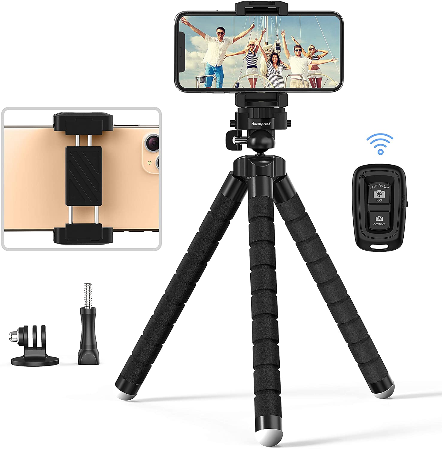 Auempress Flexible Cell Phone Tripod w/ Wireless Shutter $8.79