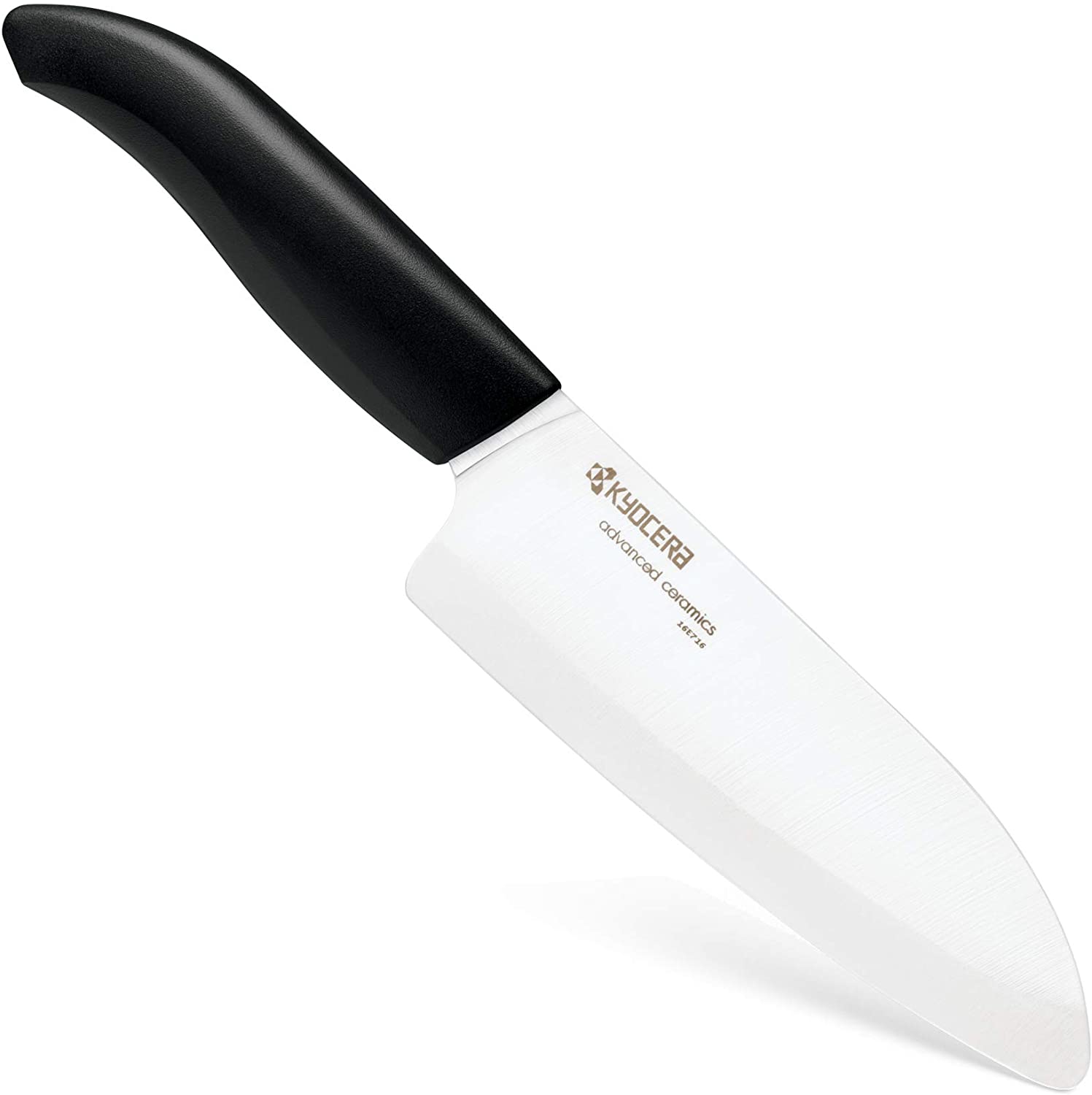 Kyocera Advanced Ceramic Revolution Series 5-1/2-inch Santoku Knife, Black Handle, White Blade - $33
