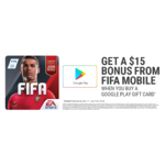 Purchase a Google Play gift card valued at $10 or more at PayPal and get Google Play $15 Bonus From FIFA Mobile (valid July 1 - July 31, 2018, limit 2 per user) @ PPDG
