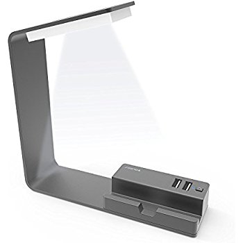 LED Desk Lamp with 2 USB Charging Ports and Phone Holder $14.85
