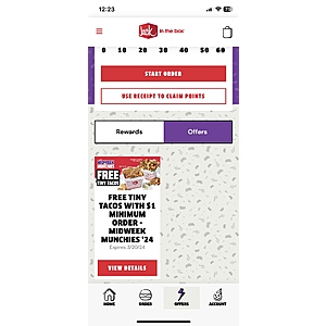 Jack in the Box - FREE Tiny Tacos with $1+ minimum order (app only)