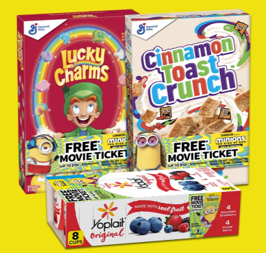 Buy 3 Participating General Mills or Yoplait products get $13 Fandango Movie ticket or $13 Fandango NOW credit