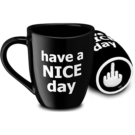 Decodyne Funny Coffee Mug, with Middle Finger on the Bottom - (Black) Only $10.48 Free Prime Shipping