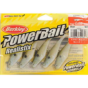 5-Pack 3 Berkley PowerBait Pogy Swim Shad Fishing Soft Bait (Silver)