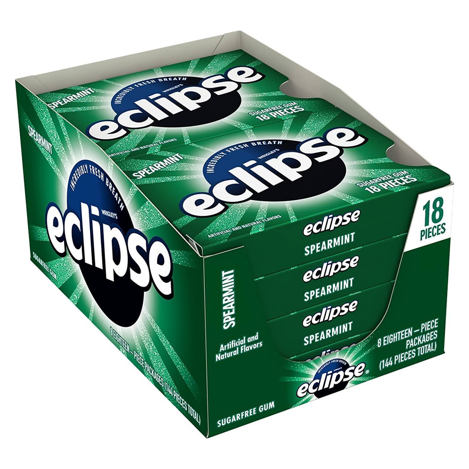 8-Pack 18-Piece Eclipse Sugar Free Gum (Spearmint) $4.80 w/ S&S + Free Shipping w/ Prime or on $25+
