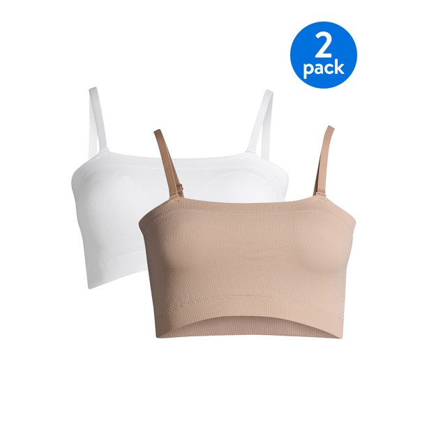 2-Pack No Boundaries Juniors' Seamless Bandeau Bra (Arctic White/Sheer Taupe) from $2.68 ($1.34 Each) + Free Shipping w/ Walmart+ or $35+