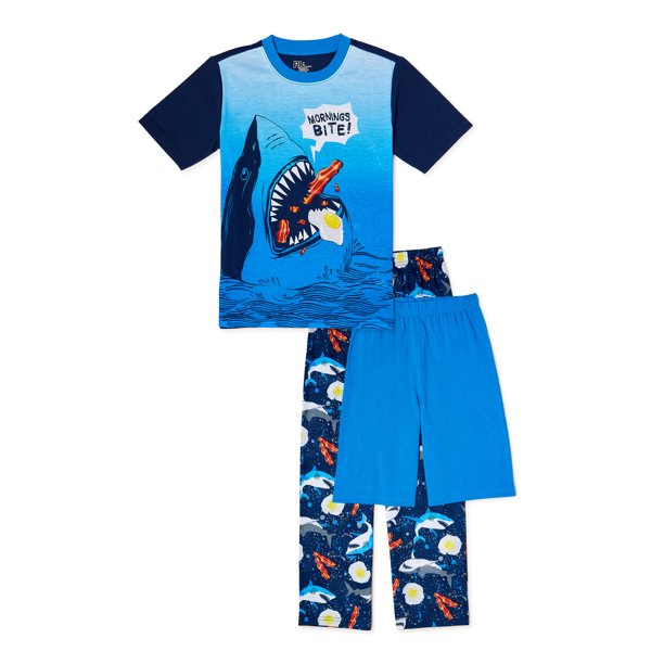 3-Piece PJ & Me Boys' Pajama Set (Short Sleeve Shirt/Pants/Shorts) $10 + Free Shipping w/ Walmart+ or $35+