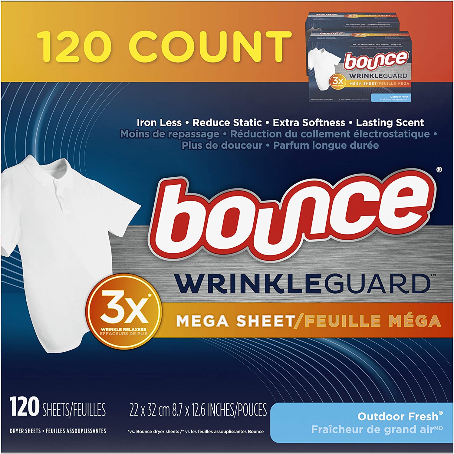 120-Count Bounce Wrinkleguard Mega Dryer Sheets $5.69 + Free Shipping  w/ Prime or $25+