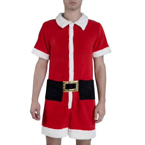 Holiday Time Men's Ugly Christmas Santa Con Costume Romper $5 + Free Shipping w/ Walmart+ or $35+