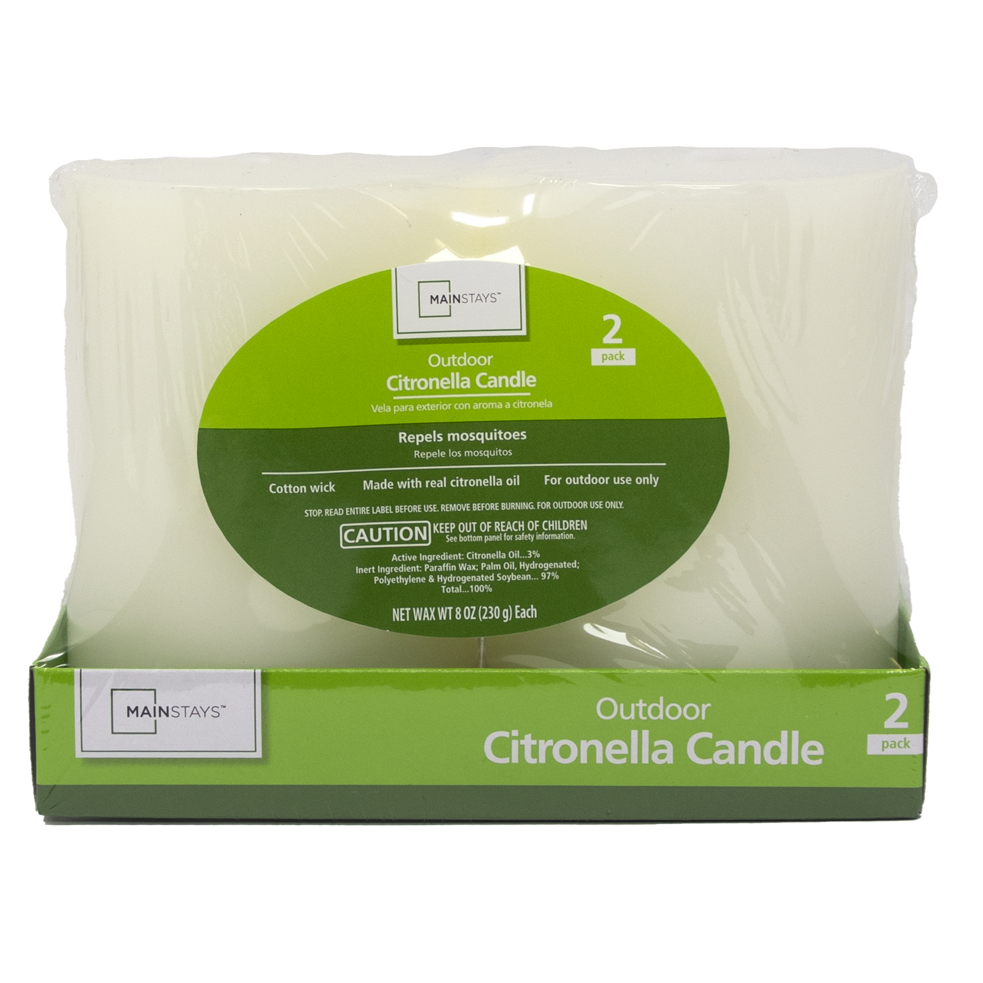 2-Pack 8-Ounce Mainstays Outside Pillar Citronella Candles (Off-White) $4.88 + Free Store Pickup at Walmart or FS on $35+