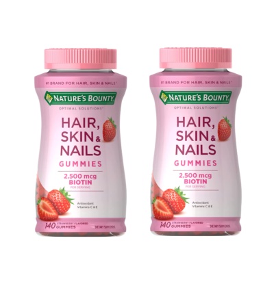 140-Count Nature's Bounty Hair, Skin & Nails w/ Biotin Gummies Supplement (Strawberry) 2 for $12.26 ($6.13 Each) + Free Shipping w/ Prime or $25+