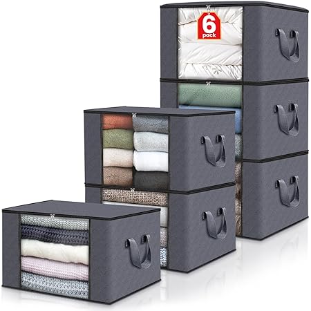 6-Pack Fab Totes 60L Foldable Clothes/Blanket Storage Bags (Grey) $10. ...