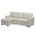 Homestock 78" Velvet Sleeper Sectional Sofa w/ Storage (Cream, White or Gray) $360 &amp; More + Free Shipping