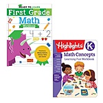 Highlights Kindergarten Math Concepts + Ready to Learn First Grade Math Workbooks $6.70