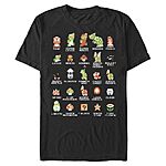 Nintendo Men's Pixel Cast T-Shirt (Black, 4XL or 5XL) $10