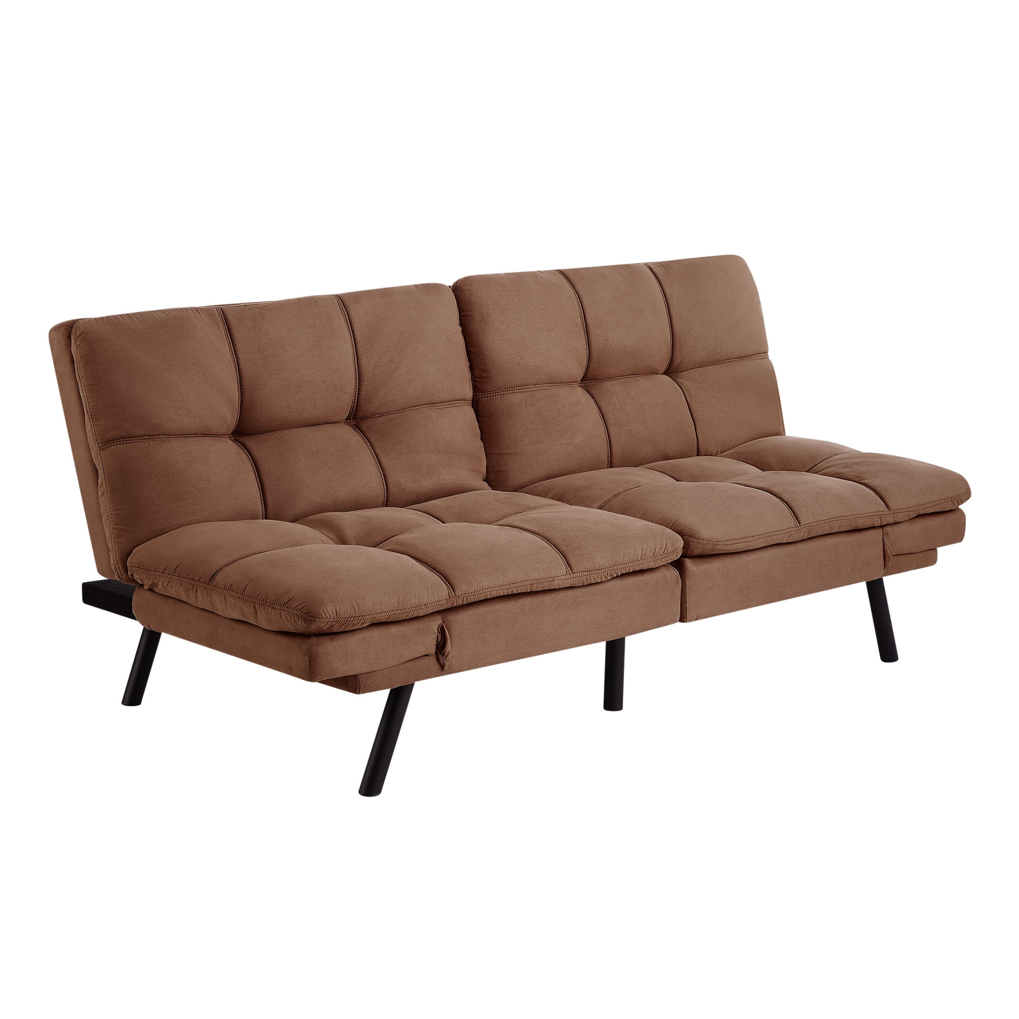 72" Mainstays Memory Foam Futon w/ Adjustable Armrests (Camel Faux Suede) $120 + Free Shipping