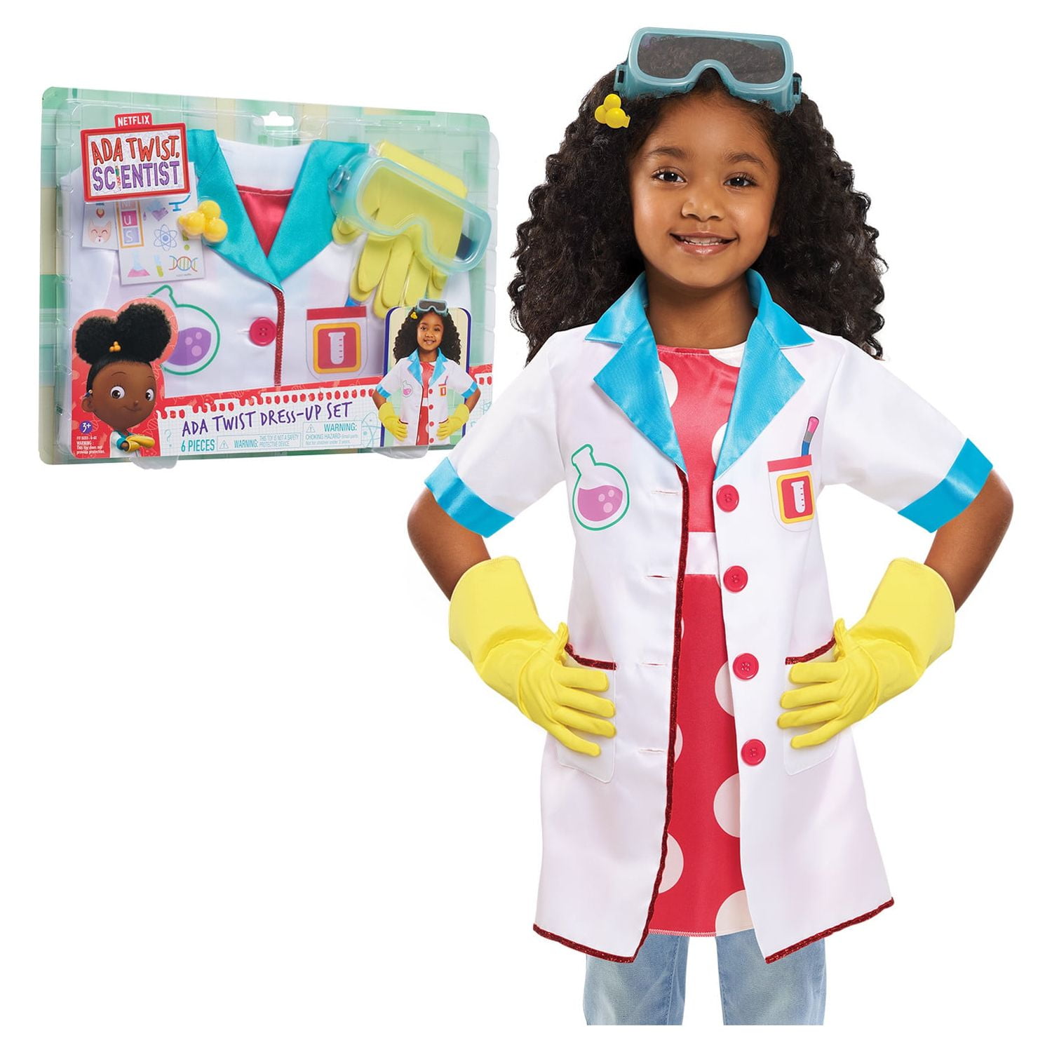 6-Piece Ada Twist Scientist Dress-Up Set for Kids (Sizes 4-6x) $6.73 + Free S&H w/ Walmart+ or $35+