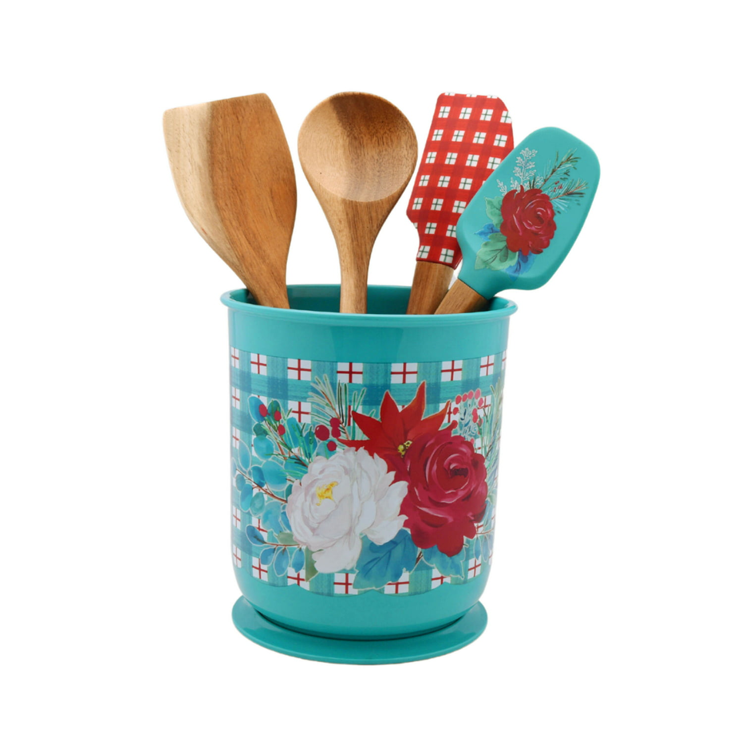 5-Piece The Pioneer Woman Silicone and Wood Cooking Utensils and Crock Set (Wishful Winter) $6.92 + Free S&H w/ Walmart+ or $35+