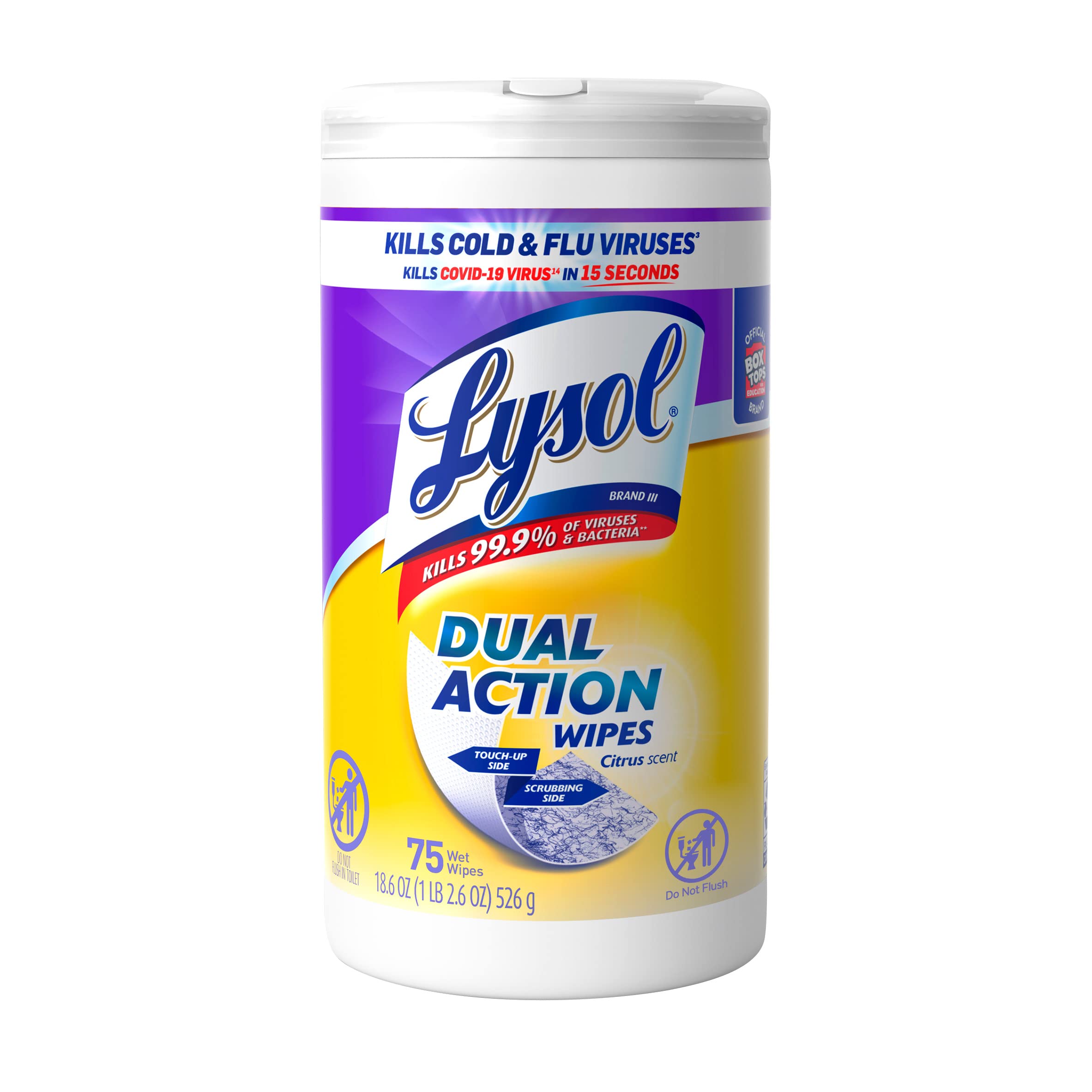 75-Count Lysol Dual Action Disinfectant Wipes (Citrus Scent) $3.74 w/ S&S + Free Shipping w Prime or $35+