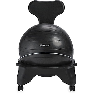 Gaiam Classic Balance Ball Chair w Base and Caster Wheels Black