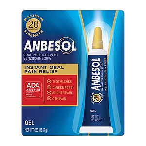 0.33-Ounce Anbesol Maximum Strength Instant Oral Pain Relief $4.75 w/ S&S + Free Shipping w/ Prime or on $35+