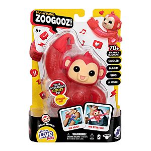 Little Live Pets Hug n' Hang Zoogooz: Mookie Monkey (Interactive Electronic Squishy Stretchy Toy Pet) $  5.10 + Free Shipping w/ Prime or on $  35+