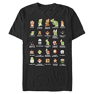 Nintendo Men's Pixel Cast T-Shirt (Black, 4XL or 5XL) $10