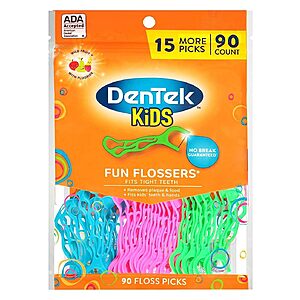 90-Count DenTek Kids Fun Flossers (Wild Fruit) $1.75 w/ S&S + Free Shipping w/ Prime or on $35+