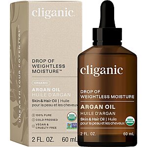 2-Ounce Cliganic Organic Argan Oil for Hair, Face or Skin $6.99 + Free Shipping w/ Prime or on $35+