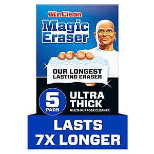 5-Count Mr. Clean Magic Eraser Ultra Thick Multi Purpose Cleaner .50 w/ Subscribe & Save
