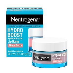 0.5-Ounce Neutrogena Hydro Boost Hyaluronic Acid Lip Balm (Sheer Berry, Sheer Ice) from $7.34 w/ S&S + Free Shipping w/ Prime or on $35+