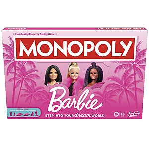 Monopoly: Barbie Edition Board Game $9.99 + Free Shipping w/ Prime or on $35+ or FS w/ Walmart+ or $35+